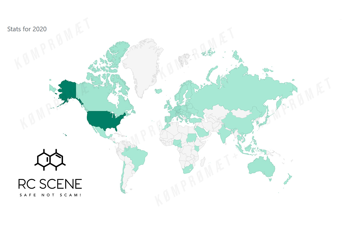 A world map showing where RC-SCENE.com visitors are at home