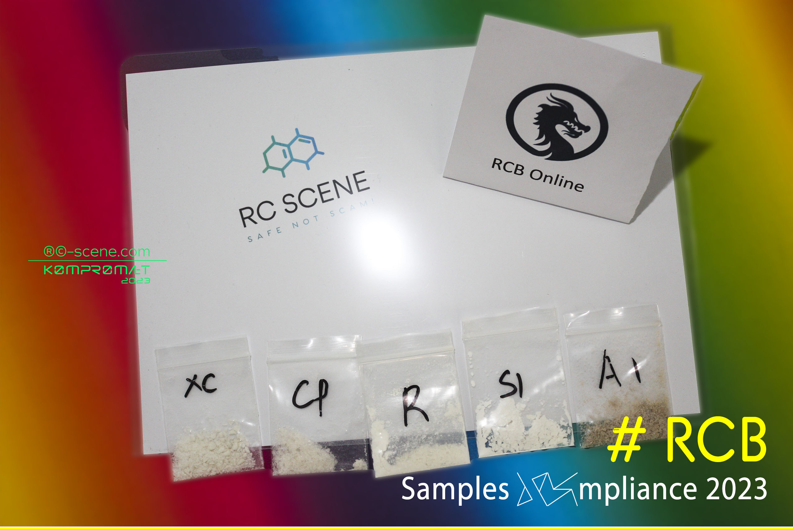 Research Chemical Samples (Cathinones and Benzodiazepines) from Chinese vendor RCB Online; Samples Kompliance 2023